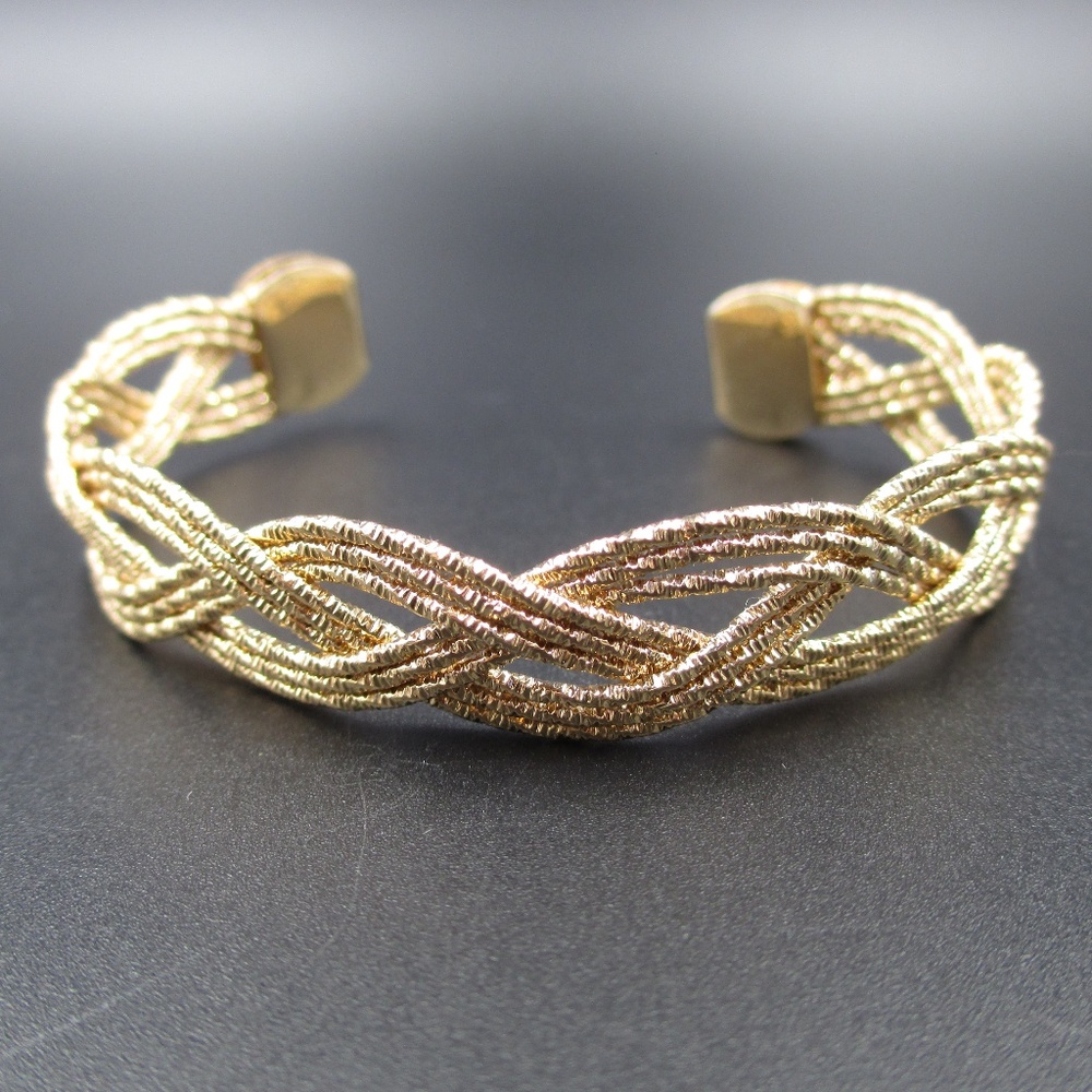 Vintage Simple Gold Tone Braided Cuff Bracelet